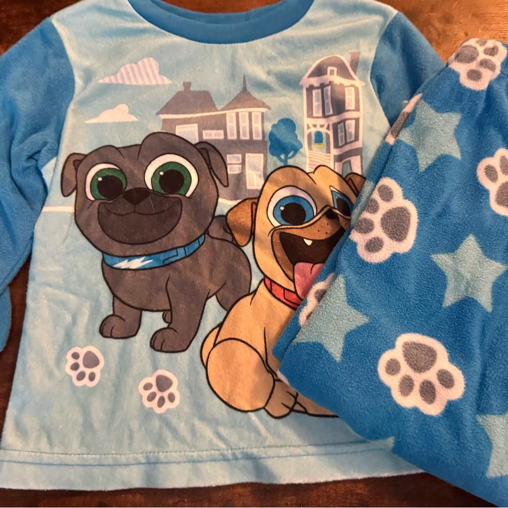 Disney Blue Kids Pajama Set with Puppies